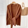 Cardigans stickade sjal kvinnor toppar koreansk mode sweter cape höst vinter ny varm vild halsduk cardigan femme poncho