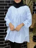 Tops ZANZEA Fashion Stripe Printed Tops Casual Abaya Kaftan Muslim Blouse Woman Elegant Party Chemise Female Full Sleeve Blusas 2024