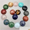 Stone 20Mm Natural Stone Round Cabochon Loose Beads Opal Rose Quartz Turquoise Stones Face For Reiki Healing Crystal Necklace Ring Ea Dhg5K