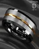 ATOP 8Mm Men039s wedding band Silver brushed Black edge Tungsten ring Gold inlay Customized Jewelry 2208135247491