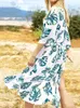 Sukienki imprezowe 2024 Letnia plażowa sukienka Tunik Kobiety Eleganckie w połowie rękawie z przodu z półkolis