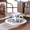 Ensemble tasse à café et soucoupe Vintage français, série de fleurs d'eau, thé de l'après-midi, ornements créatifs pour la maison, 240301