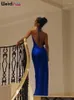 Sıradan Elbiseler Garip Puss Saten Yatır Elbise Kadınlar Zarif Sırtsız Bandaj Katı Kolsuz Doğum Günü Partisi Yaz Trail Maxi Bodycon