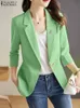 ZANZEA Elegant Women Blazer Suits Summer Lapel Neck 34 Sleeve Thin Coats Casual Office Workwear Solid OL Outwear Cardigan 240226