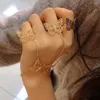 Cazibe bilezikler vintage kelebek bağlantı zinciri bilezik bağlı parmak yüzüğü kadınlar için bileklik bileklik