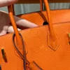 Hochwertige Einkaufstasche, Luxus-Handtaschen, Designer-Taschen für Damen, 30 cm, mittelgroß, Togo-Luxustasche aus echtem Leder, handgewachstes Fadennähen, orangefarbene Damentasche, Geschenkbox-Verpackung