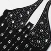 Casual Dresses Sparkly Crystal Rhinestone Bodycon Woman Party Night Sexy Summer Club Halter Backless Studded Bandage Midi Dress Elegant