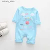 Jumpsuits ZWY292 Schattige dieren Lente Baby romper pasgeboren babykleding Kinderen lange mouw ondergoed katoenen jongens Kleding Baby meisjes romper L240307