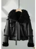 有名な社交界のティーパーティーラビット統合女性の短いヘインファッショナブルな大きな襟の毛皮のコート冬の新しい622869