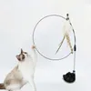 Kitten Toy Stick Interactive Handfree Playing Suction Cup Birdfeather Cat Wand Pet Supplies for Animals Cats 240304