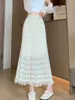 Skirts 2024 Spring Summer Women High Waist Slim Long Skirt Quality Fashion Patchwork Knitted Tassel Hem Pleated