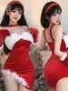 Casual Dresses Christmas Red Wrap Hip Erotic Dress Women's Slim Sexy Backless Fashion Elegant Mature Charm Sheer Passion Romantic 3DAD