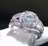 Choucong étincelant 5A Zircon pierre 10KT or blanc rempli de fiançailles bague de mariage ensemble Sz 511 cadeau 2024307