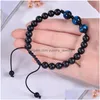 Bracelets de charme 12mm Bracelet améthyste perles réglables pierre naturelle oeil de tigre noir givré bracelets pour hommes femmes bijoux de mode Dhj9U