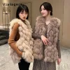 Bont 2023 Herfst Koreaanse Mode Breien Mouwloze Luxe Trui Vest Voor Vrouwen High Street Solid Hotsweet Sexy Faux Fur Jumpers