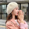 Autumn Winter Women basker French Classic Solid Color Plush Mink Cashmere Beret Hat Winter Warm Knitting Hats Female Walking Cap 22651