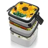 Louça Pintada Buquê de Girassol Dupla Camada Bento Box Almoço Salada Girassóis
