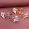 S925 Silver Square Zircon Stud Oreads Fine Fashion Classic Four Claw Princess Diamond Jewelry