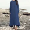 Casual Dresses Autumn Dress 2024 Summer Women Vintage Cotton Linen Long Maxi Plus Size Spring Loose Solid Vestidos