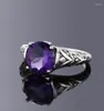 Bröllopsringar Silver Zircon Amethyst för kvinnor Vintage Design Fashion Jewelry Bridal Engagement Ring AccessoryWedding Toby226534079