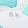 Designer tiffanyco earrings Seiko Version t Home Hollowed Out Full Diamond Heartshaped Earrings Womens 925 Sterling Silver Plated 18k Real Gold Ins Temperament Pre