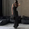 Casual Dresses Black Sleeveless Maxi Dress Women Sexy Summer Long Bodycon Mermaid Party 2024