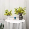 Decorative Flowers 6 Pcs Artificial Plastic Simulation Yellow Plants Bouquets For Holiday Wedding Restaurant Decoration