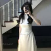 French Waist White Halter Dress, Luxury Feeling Summer New Fairy Dresses 491