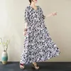 Party Dresses Summer Dress Women 2024 Bohemian Floral Print Vestidos De Mujer Pullover Cotton Casual Loose Vintage Holiday Long Maxi