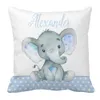 LVYZIHO juego de cama para cuna de bebé, juego de cama con nombre personalizado de elefante azul, juego de cama de regalo para Baby Shower 240229
