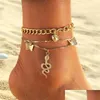 Bracelets de cheville Style Creative Simple Amour Papillon Serpent Pendentif Cheville Pour Femmes Sandales D'été Plage Pied Bijoux 2024 Drop Livraison Dhstv