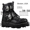 Boots Men Genuine Leather Skull Gothic Punk Motorcycle Desert Combat Ankle Boot Safety Shoes Military Platform
