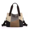 Prosta moda torba damska torba na płótnie damskie duża pojemność vintage kolorowa torba na patchwork Wysoka jakość torebka na ramię 240305
