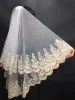Dresses Women Bridal Veil Gold 2 Layers Short Tulle with Comb Wedding Accessories Real Sample