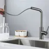 Ycrays preto torneiras de cozinha cinza pull out rotação cachoeira fluxo pulverizador cabeça pia misturador níquel escovado água da torneira accessorie 240301