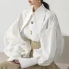 Bluzki damskie biuro bluzka luźna latarnia Biała koszula Kobiety Korean Bottom Blusas Mjer de Moda 2024 Kobiety Tops