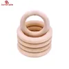 Sutoyuen Baby Teether 100pcs Wooden Round Wood Ring 40-70mm DIY Bracelet Crafts Gift Wood Teether Natural Teething Accessory 240307