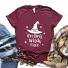 Mulheres Camisetas Descansando Bruxa Rosto Imprimir Mulheres Camisetas Casual Camisa Engraçada para Lady Yong Girl Top Tee Hipster FS-230