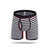 Cuecas de alta qualidade homens boxer roupa interior moda shorts respirável confortável homem listra boxershorts gay navio da gota