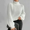 Pullovers Trendy Pullover Sweater Midlength Women Sweater Side Split Hem Versatile Women Pure Color Basic tröja Jumper