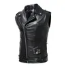 Gilet da uomo Slim Giacca da motociclista in pelle Gilet Casual Clip in PU