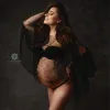 Klänningar moderskapsfotografering tyll pärla mantel toppar sexig mesh graviditet fotografering kläder för gravida kvinnor pärlblus täckning