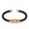 Link pulseiras moda aço inoxidável pulseira de couro masculino 3 cores opcional para pulseira corda jóias pulseira