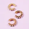 Backs Earrings 1PC Vintage Multicolor Rhinestone Ear Clips For Women CZ Peral Cuff No Piercing C-Shaped Crystal Jewelry