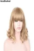 WoodFestival Female Synthetic Hair Wig With Bangs Wavy Cosplay Bob Short Wigs For Women Blonde Natural Black Dark Brown Ladies4077382