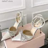 Dress Shoes Designer Satin Bow High Heels Women Leather Soles Rhinestone Suspender Decorations Slim Sandals Luxurious Dinner With boxH240308