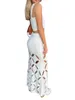 Dames Sexy Gebreide 2-delige outfits Mouwloze tank crop top en uitgesneden midi-rokken Zomer strandjurksets Wit S 240308