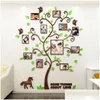 Stickers muraux 3D famille Po cadre arbre autocollant mural bricolage art stickers acrylique affiche salon chambre décor à la maison grand papier peint enfants 2 Dhk3H