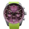 BROWN MENS Titta på Japan VK63 Quartz Movement Chronograph Wrist Watches Mint Green Dial Steel Strap Sports Clock 44mm