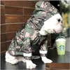 Vêtements pour chiens Vêtements imperméables pour chiens de compagnie pour gros chiens Camouflage imperméable à l'eau pluie manteau de pluie Costumes d'extérieur français livraison directe maison G Dhe9M